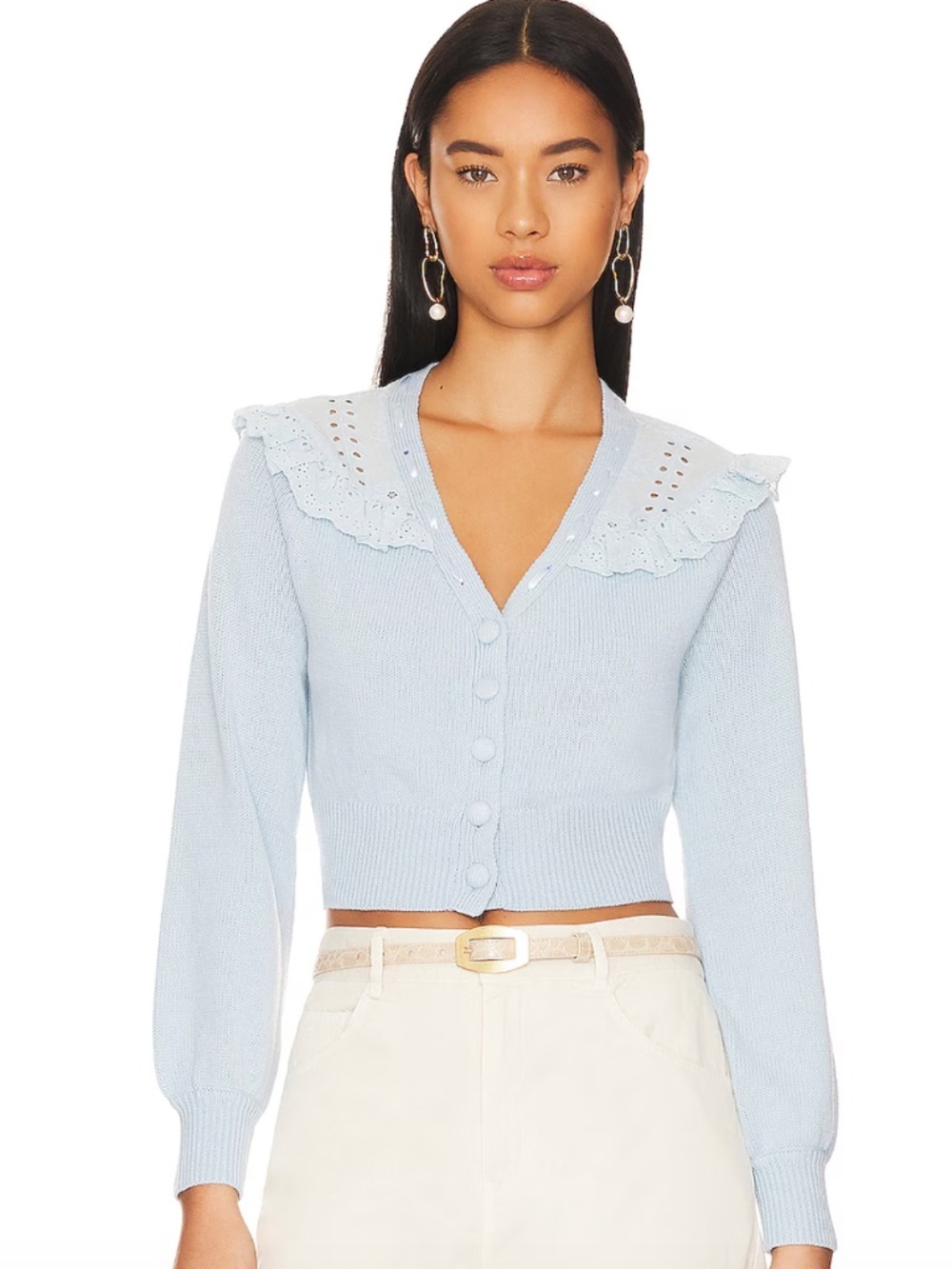 LoveShackFancy Peggy Cardigan in Hydrangea Blue